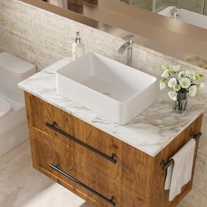 21 in . Ceramic Rectangular Vessel Bathroom Sink in White