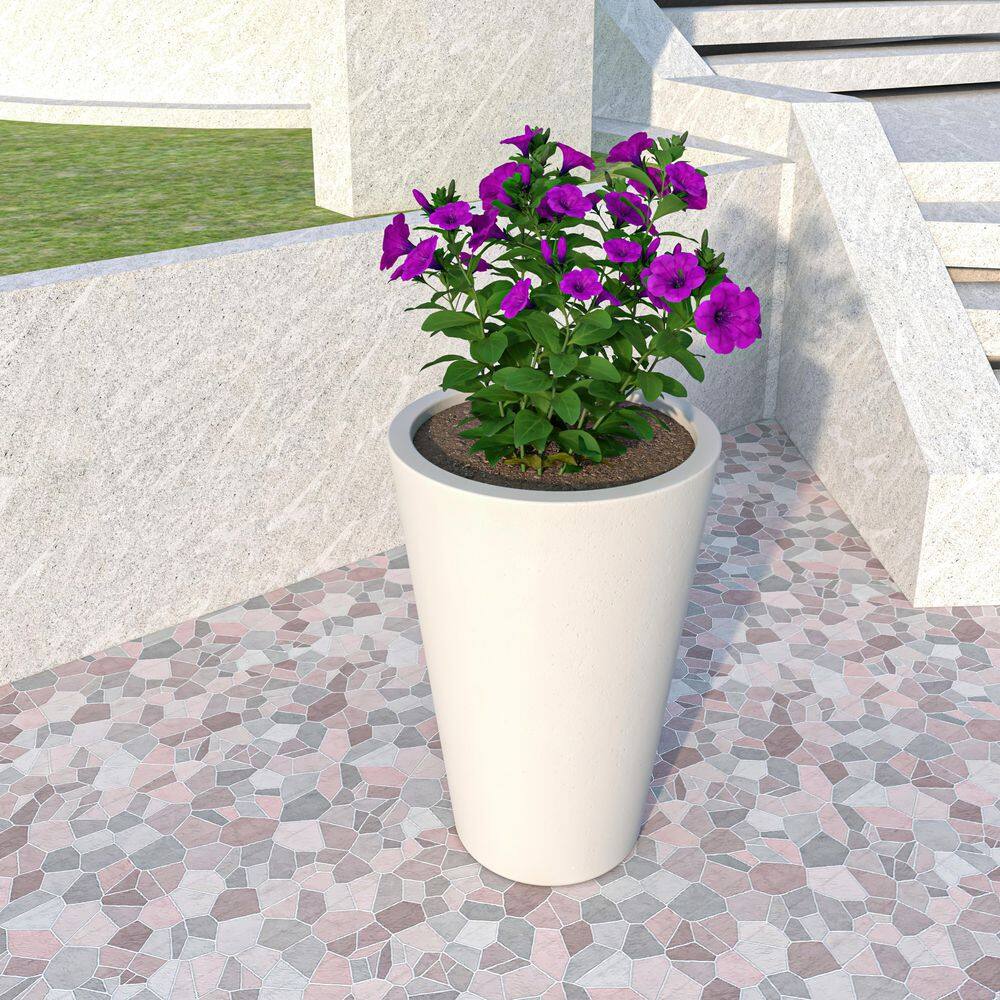 Pebble Fiberstone and MGO Clay Planter, Modern Tapered Round Planter Pot for Indoor and Outdoor (White, 16 in. Wide) price history on PriceWatchPro
