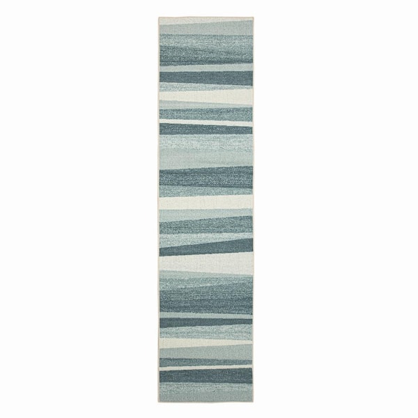 Mohawk Home Horizon Stripe Navy 2 ft. x 7 ft. Runner Area Rug