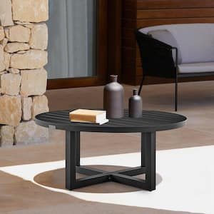 Argiope Black Round Aluminum Outdoor Coffee Table