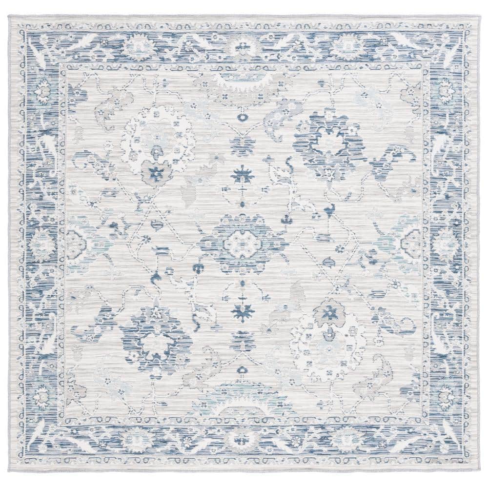 Safavieh 6'7" x 6'7" Grey and Blue Ivory Synthetic Square Area Rug