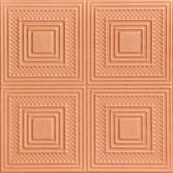 A La Maison Ceilings Nested Squares Copper Penny 1.6 ft. x 1.6 ft. Decorative Foam Glue Up Ceiling Tile (21.6 sq. ft./Case)