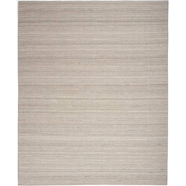 Nourison Interweave Grey 10 ft. x 14 ft. Solid Ombre Geometric Modern Area Rug