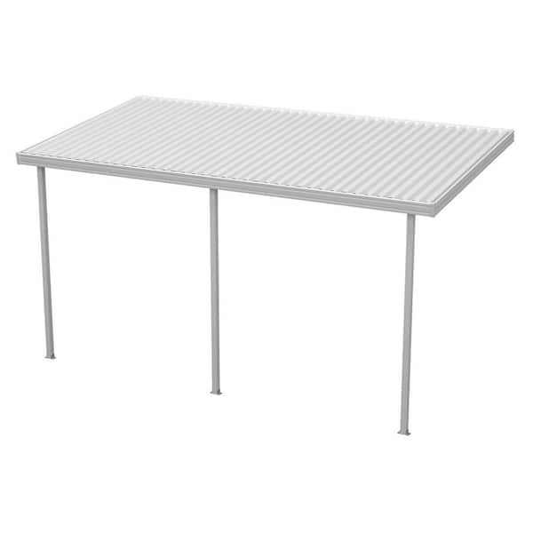 Integra 24 ft. x 8 ft. White Aluminum Frame Patio Cover, 3 Posts 10 lbs. Snow Load