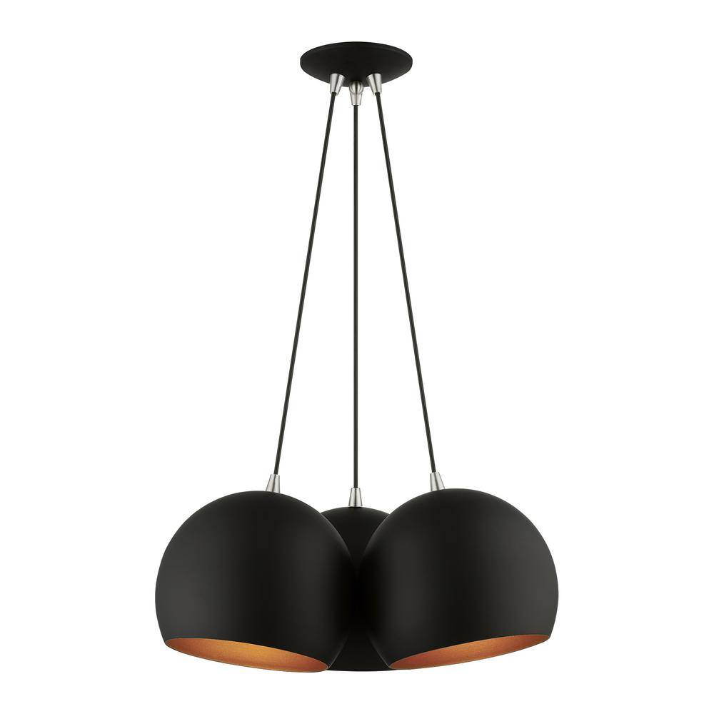 Piedmont Black and Brushed Nickel 3-Light Globe Pendant