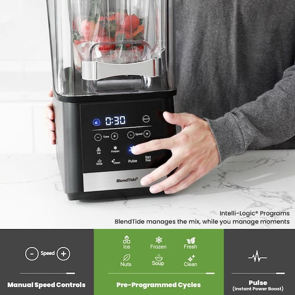 64 oz. 1500W Professional 9-Speeds Black Vacuum Blender with 6