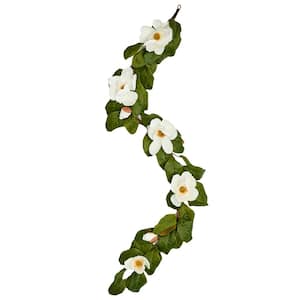 76 in. Artificial Magnolia Garland with 7 Flowers