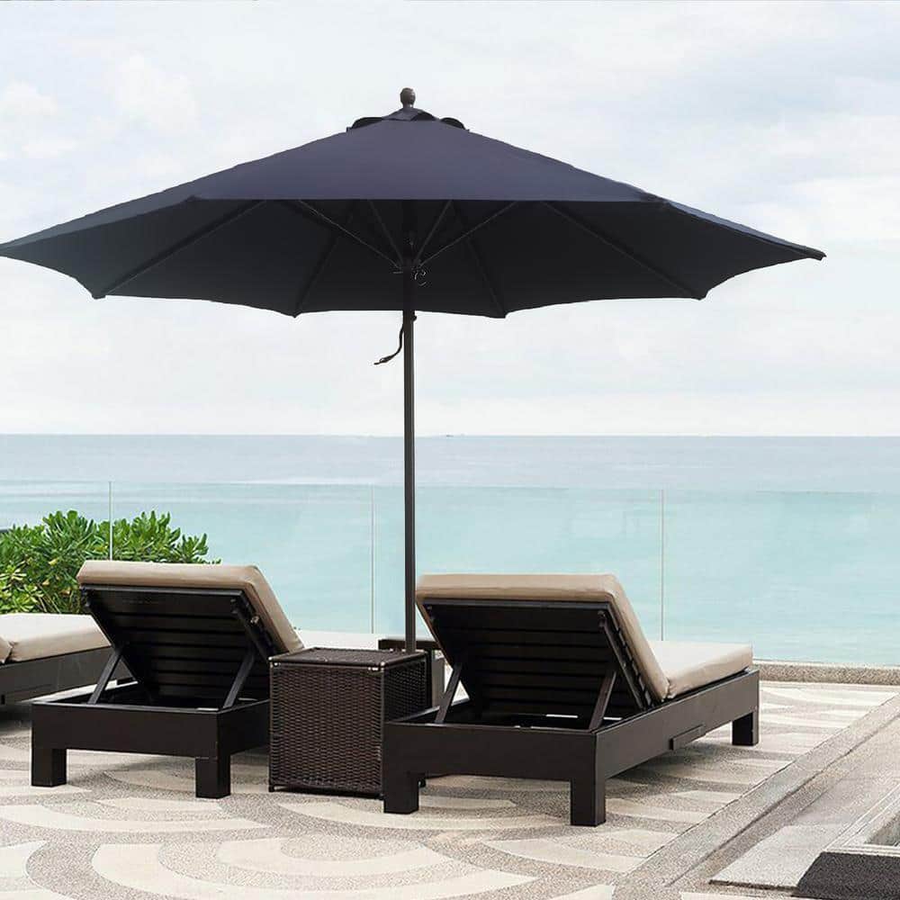 Flynama 12 ft. Outdoor Aluminum Pole Market Patio Umbrella in Navy Blue ...