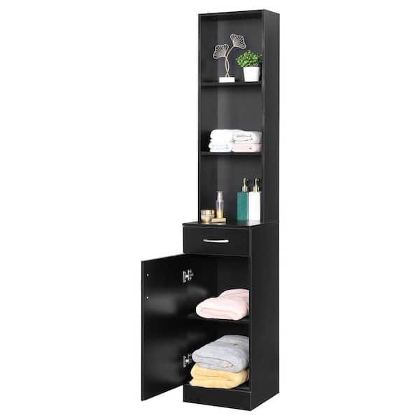 13.3 in. W x 12.3 in. D x 70.2 in. H Black Linen Cabinet