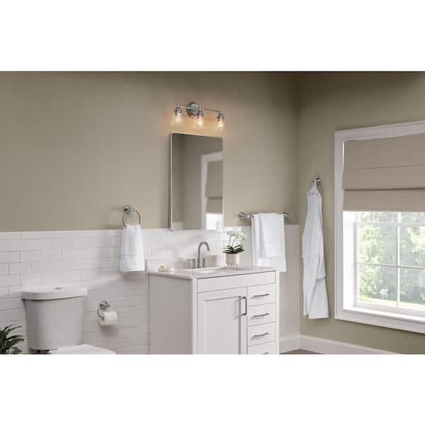 Marsden 23.5 in. 3-Light Brushed Nickel Modern Vanity Light with Matching 4-Piece Bathroom Hardware Accessory Kit