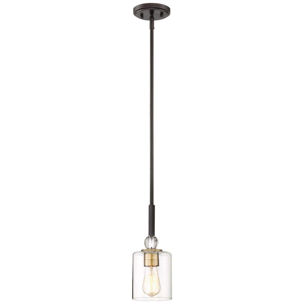 Mini Painted Bronze and Brass Glass Pendant Light