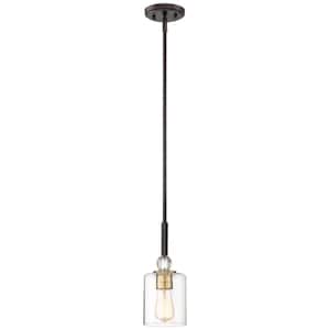 Studio 5 Collection 1-Light Painted Bronze with Natural Brushed Brass Mini Pendant
