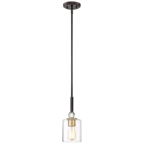 Minka Lavery Studio 5 Collection 1-Light Painted Bronze with Natural Brushed Brass Mini Pendant