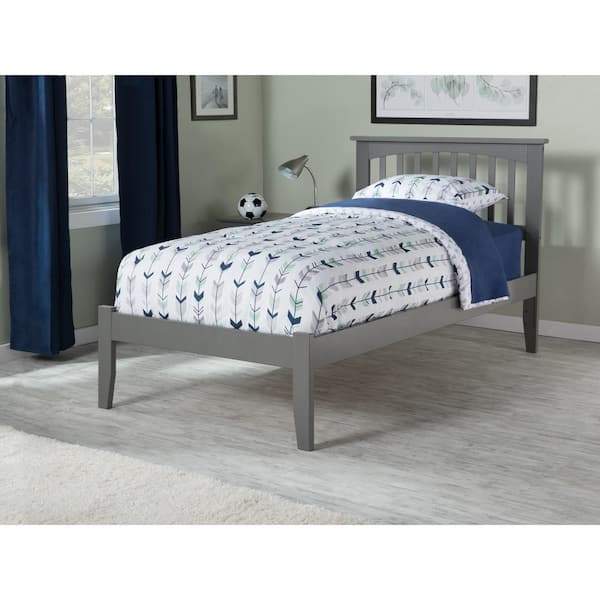 AFI Mission Twin XL Platform Bed with Open Foot Board in Grey