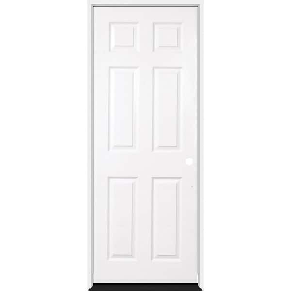 32 in. x 96 in. 6-Panel LHIS Primed Composite 20Min Fire-Rated House-to-Garage Single Prehung Interior Door w/Blk Hinge