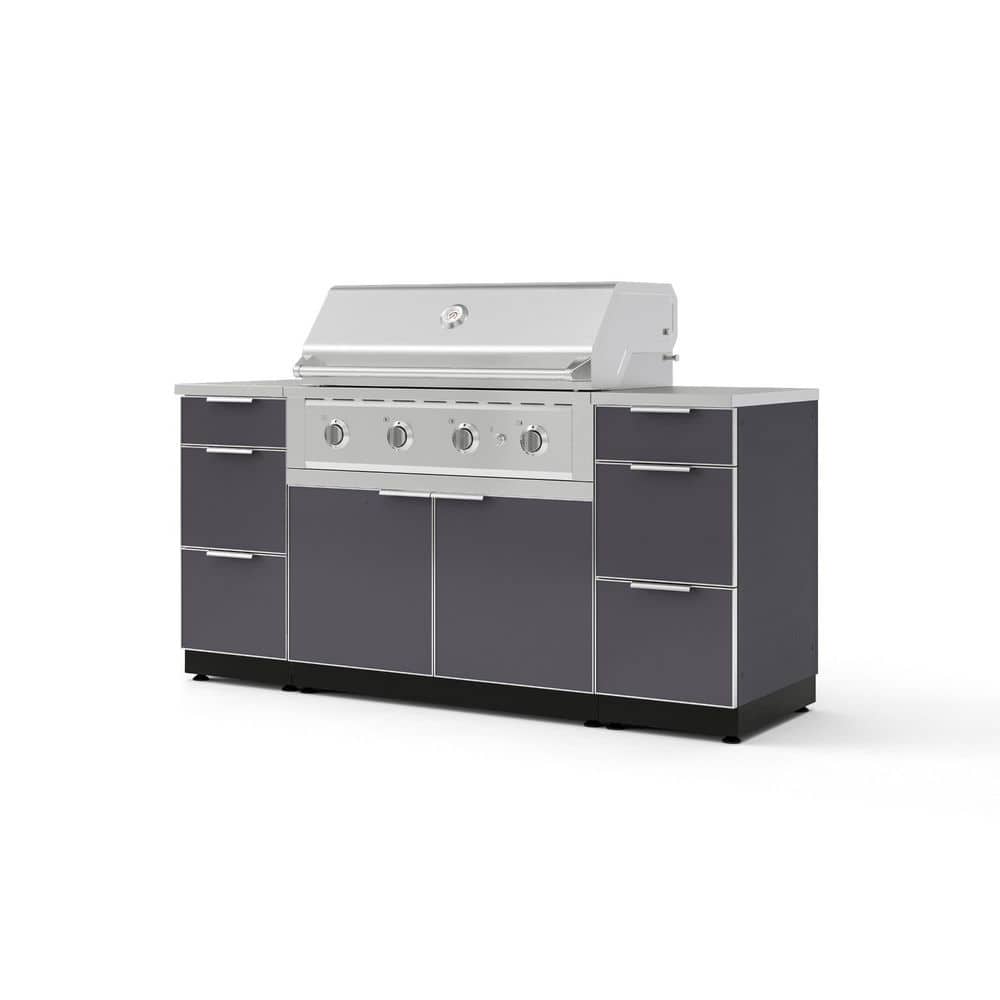"Outdoor Kitchen 6-Piece 3-Burners Propane Gas Grill Island in Gray w/40"" Performance Grill & Stainless Steel Countertop" price history on PriceWatchPro