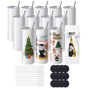 12-Pack Sublimation Tumblers 20 oz. Skinny Straight, Stainless Steel Sublimation Tumblers Blank