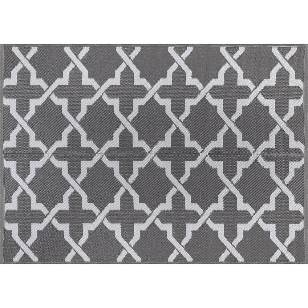 Lightweight Trellis Gray/White 4 ft. x 6 ft. Reversible Plastic Indoor/Outdoor Area Rug price history on PriceWatchPro