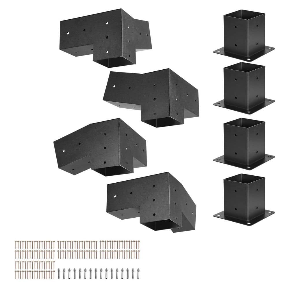 8-Pieces 4 in. x 4 in. Carbon Steel Pergola Kit with Screws and Post Bases for 3.5 in. x 3.5 in. Wood Beams, 2025 Update price history on PriceWatchPro