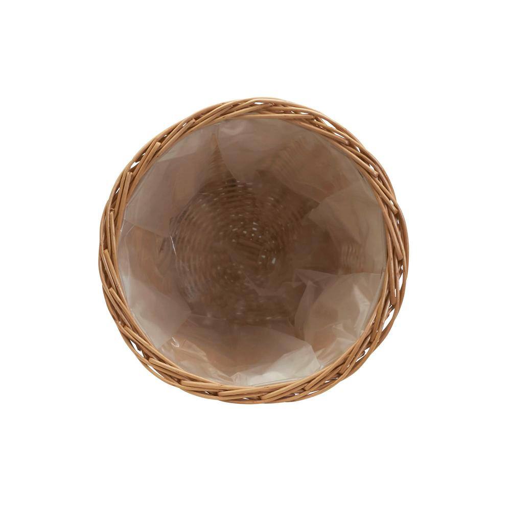 Medium Natural Willow Wicker Waste Basket with Plastic Liner