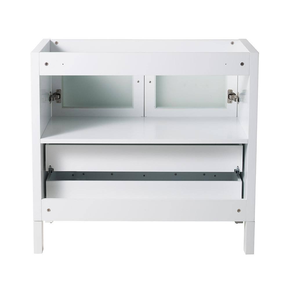 White Engineered Wood Freestanding Modern Bathroom Vanity Base