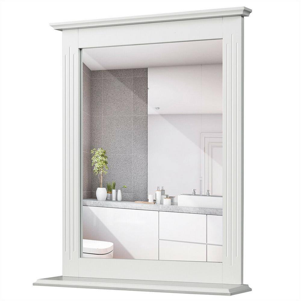 Gymax Bathroom Wall Mirror with Shelf Square Vanity Makeup Mirror ...