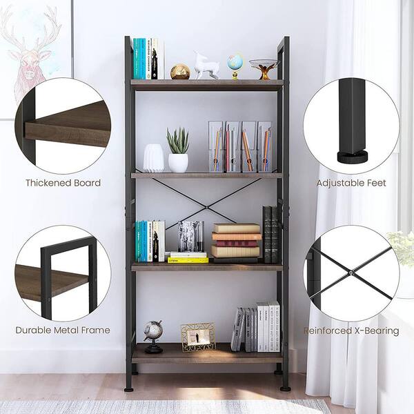 Ladder Shelf 54.3" Bookshelf Industrial Bookcase Bathroom Cabinet 4 Shelves 