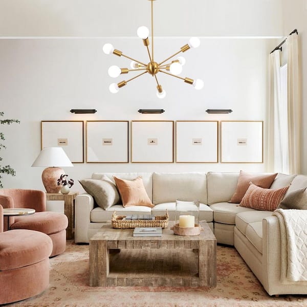 ZJVAIVE 10-Light Dimmable Gold Modern Sputnik Chandelier for