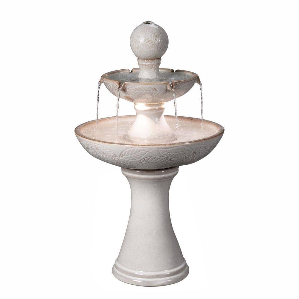 HI-LINE GIFT LTD Enchanting Ivory 2 Tier Ceramic Fountain with