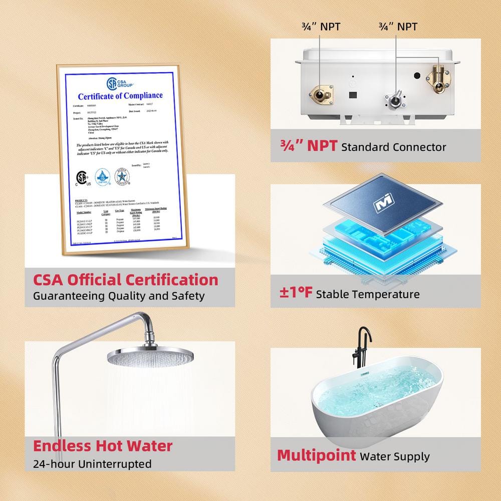Mizudo White Outdoor Natural Gas Tankless Water Heater