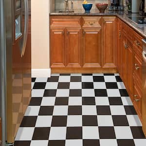 Tivoli Black and White 12 in. x 12 in. Peel and Stick Checkered Pattern Vinyl Tile (45 sq. ft./case)