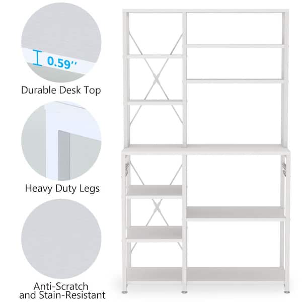 BYBLIGHT Keenyah White Kitchen Baker's Rack with Hutch, Storage Cabinet and  Shelves, Microwave Oven Stand Rack BB-XK00055XL - The Home Depot