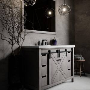 Marsyas 48 in W x 22 in D Ash Grey Bath Vanity, White Quartz Countertop and Faucet Set