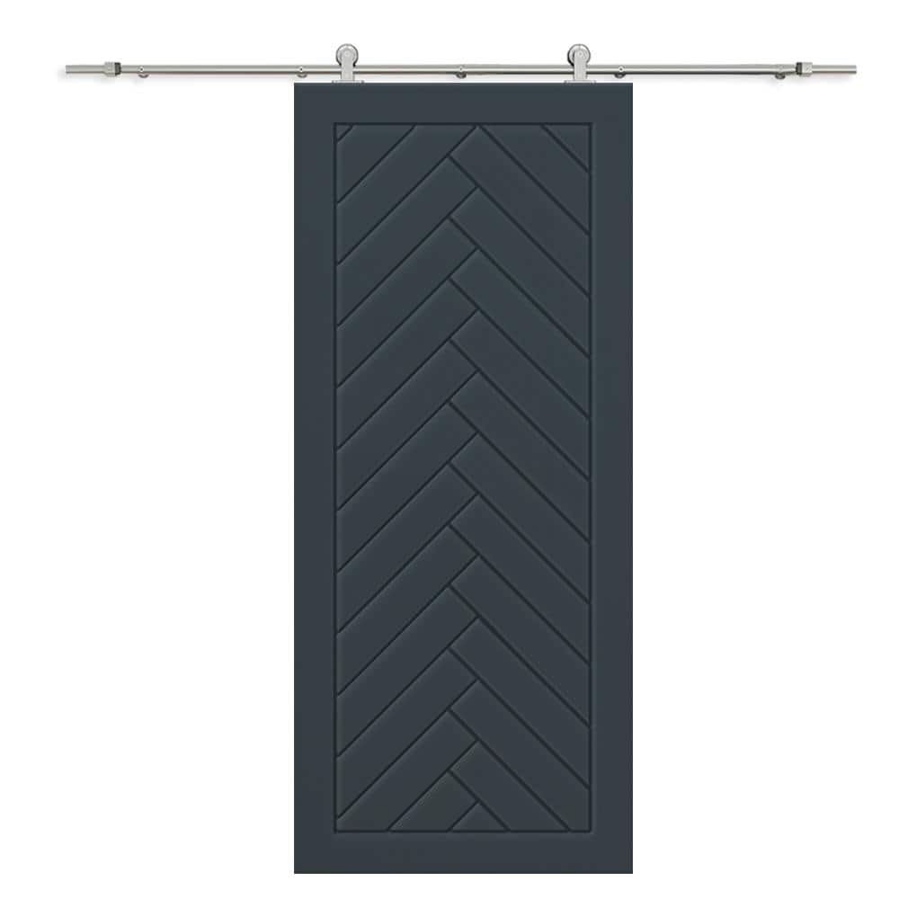 30 in. x 96 in. Charcoal Gray Painted Composite MDF Paneled Interior Sliding Barn Door with Hardware Kit price history on PriceWatchPro