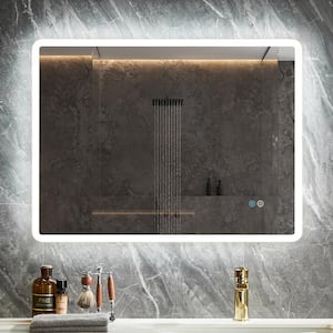 32 in. W x 24 in. H Rectangular Frameless 3 Colors Dimmable LED Anti-Fog Memory Wall Mount Bathroom Vanity Mirror