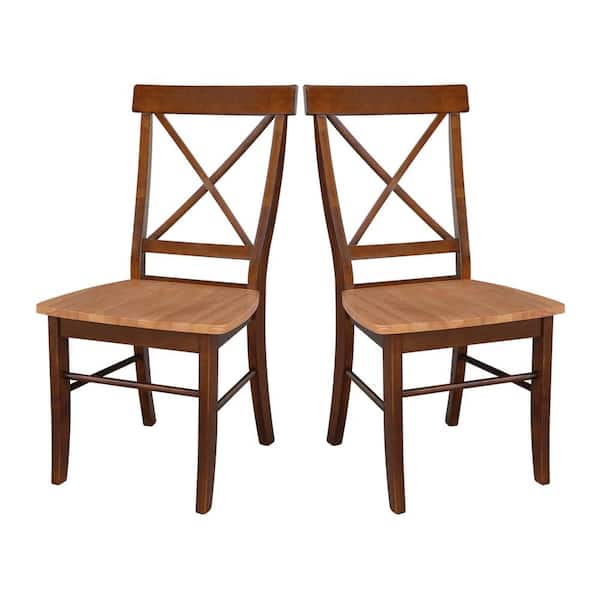 International Concepts Cinnamon and Espresso Wood X Back Dining Chair (Set of 2)