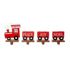 8.5 in. H Set of 4 Wooden Metal Christmas Train Stocking Holder