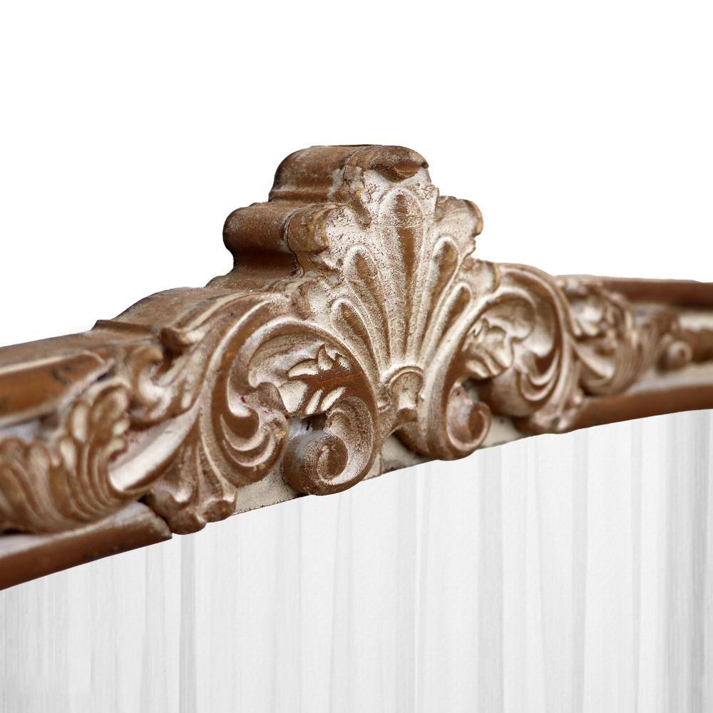 Medium Brown and Whitewashed Wood Arched Decorative Mirror