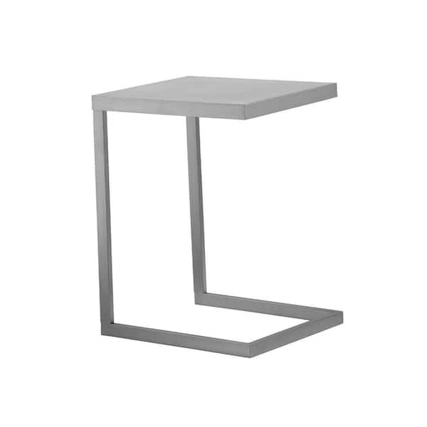 Benjara 17 in. Silver Square Metal End Table with Tray Top and Metal Frame