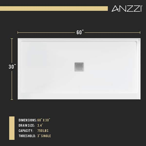 ANZZI Lexi-Class Series 60 x 36 x 60 White Acrylic Alcove Three