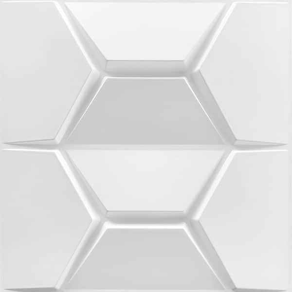 Dundee Deco Falkirk Ross 2/25 in. x 19.7 in. x 19.7 in. White PVC Trapezium 3D Decorative Wall Panel 10-Pack