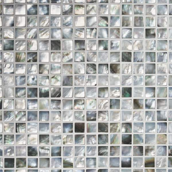 Mother Of Pearl Polished Scallop Iridescent Shell Mosaic, 12x12x5/64