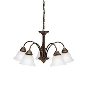 Wynberg 24.5 in. 5-Light Olde Bronze Transitional Shaded Bell Chandelier for Dining Room