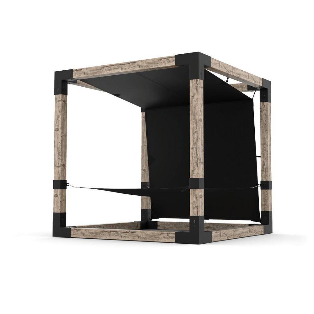 TOJA GRID 8 ft. x 8 ft. 2Person Black Hammock Pergola Kit with Bimini