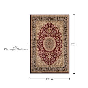 Traditional Medallion Burgundy 2 ft. x 3 ft. Indoor Area Rug