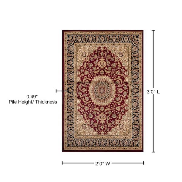 Traditional Medallion Burgundy 2 ft. x 3 ft. Indoor Area Rug