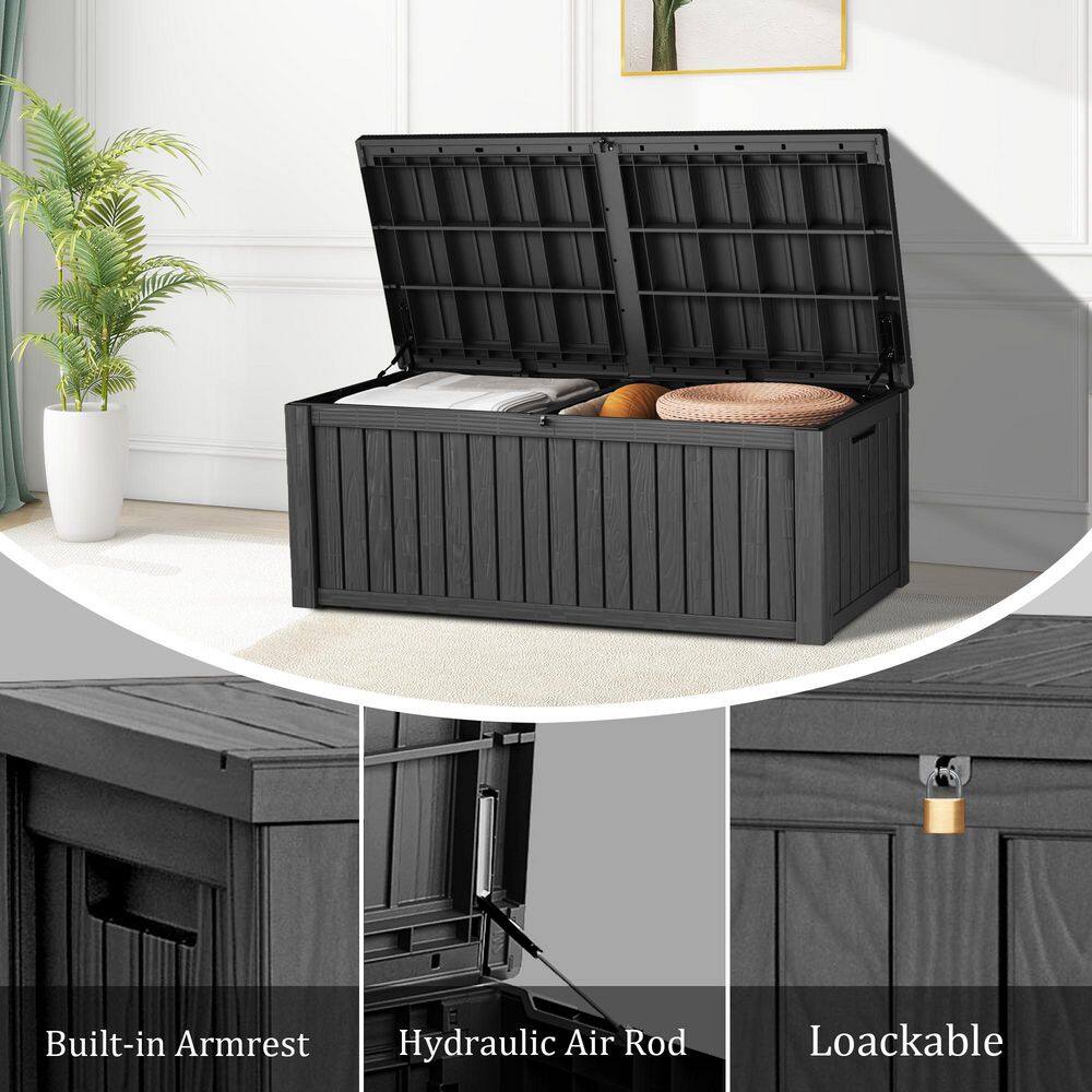 Black 150 Gallon Lockable Resin Outdoor Deck Storage Box