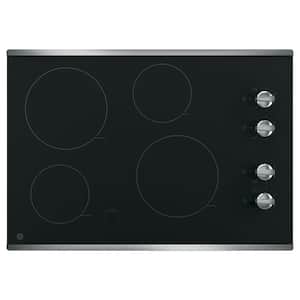 30 in. Radiant Electric Cooktop in Stainless Steel with 4 Elements including 2 Power Boil Elements