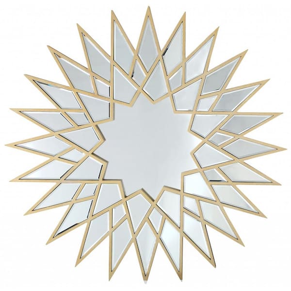 HomeRoots 34 in. W x 34 in. H Metal Gold Decorative Mirror