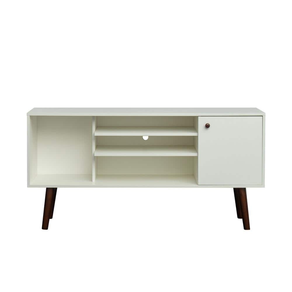 53.15 in. White TV Stand with Storage and Shelves Cabinet Fits TV's Up To 55 in
